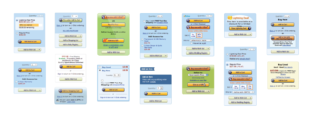 A display of many different visual treatments Amazon used to use.